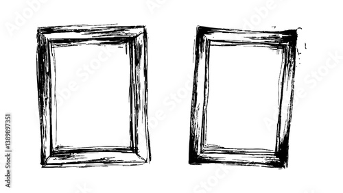 Black photo frames clean white background. Set of frame mockup black border isolated on transparent or white background. 