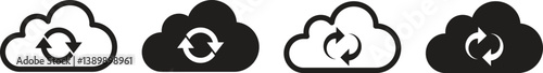Collection of cloud refresh vector icons with protected line and silhouette style for apps and websites
on white background. Vector illustration