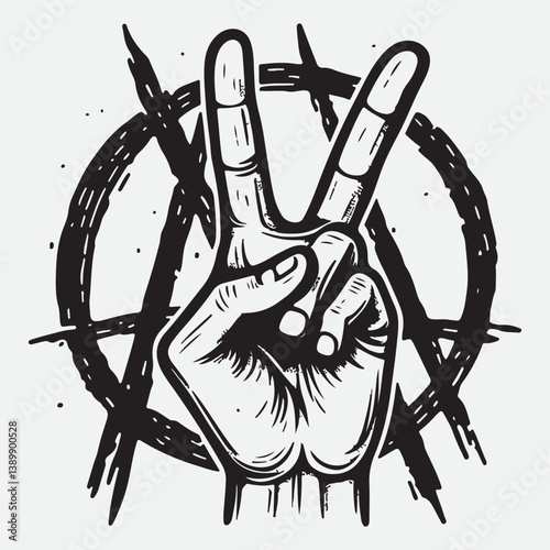Hand drawn flat design anarchy symbol