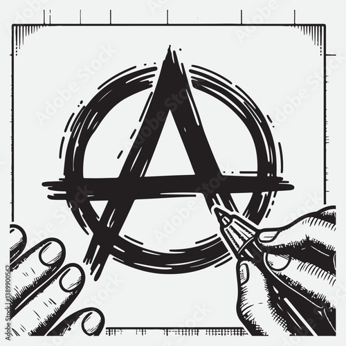 Hand drawn flat design anarchy symbol