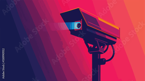 Square Silhouette Infrared Surveillance Camera Icon Vector Illustration for Security Systems