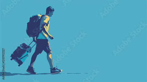 Modern Traveler Design on Blue Background Vector Illustration for Projects