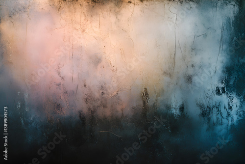 Foggy glass with condensation and subtle colored light behind, soft moody texture