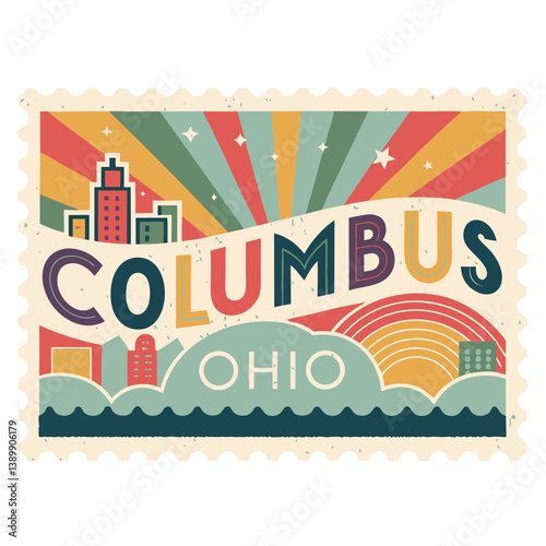 Columbus Ohio Postage Stamp Vector