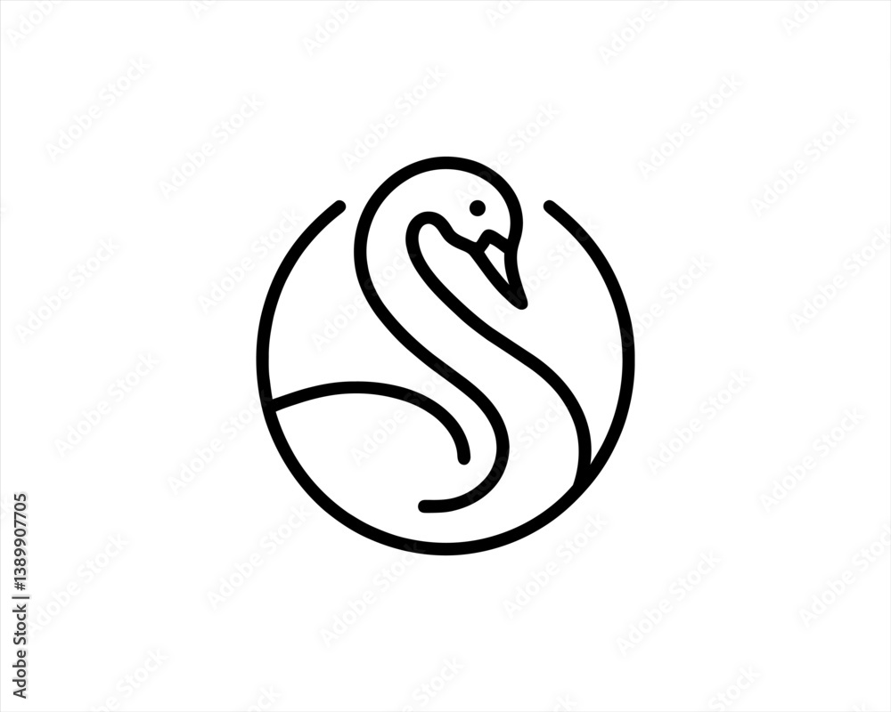 Fototapeta premium Minimalist Outline Swan Logo Vector Art