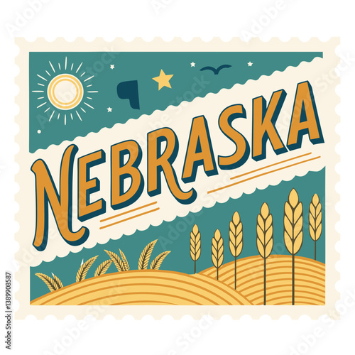 Nebraska Postage Stamp Vector