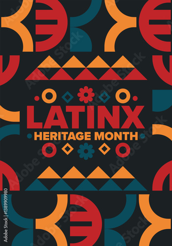 Latinx Heritage Month. National Hispanic Heritage Month. Hispanic and Latino Americans culture. Celebrate annual in United States. Poster, card, banner and background. Vector illustration