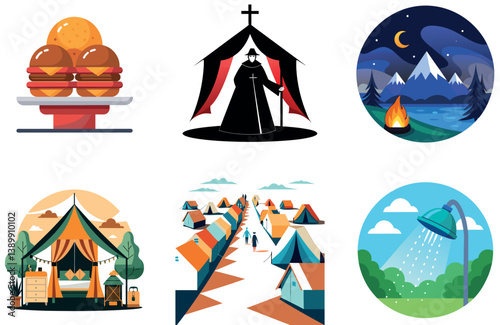 Camping Adventure. A Bundle of Nature and Scenic Collection Stickers