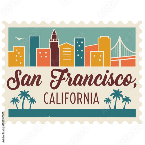 San Fransico California Vector Stamp