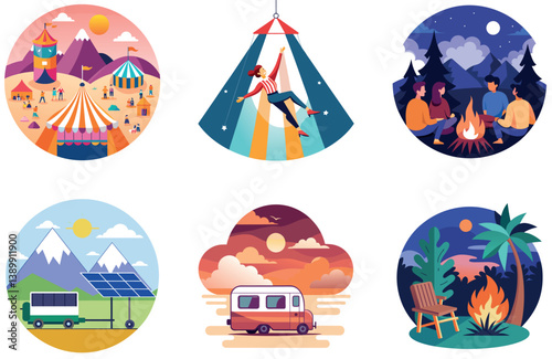 Camping Gathering. A Bundle of Cultural and Sacred Collection Stickers