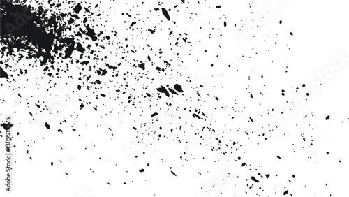 Vector black dirt dust pile texture isolated on white background, top view. Old grunge black texture. Dark weathered overlay pattern sample on transparent background. 