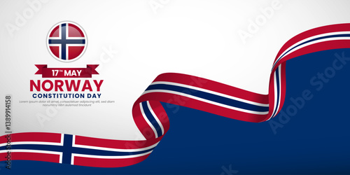 Norway 3d National flag for Norway Independence Day banner background with copyspace area
