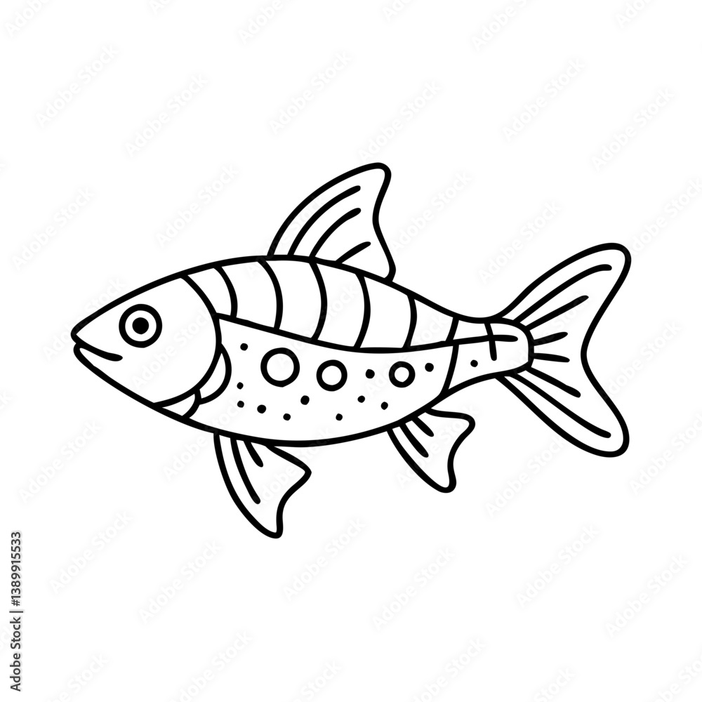 Fototapeta premium harlequin rasbora fish icon, harlequin rasbora fish line art - simple line art of harlequin rasbora fish, perfect for harlequin rasbora fish logos and icons