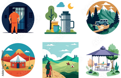 Camping Feast. A Bundle of Savory and Rustic Collection Stickers
