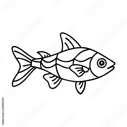 harlequin rasbora fish icon, harlequin rasbora fish line art - simple line art of harlequin rasbora fish, perfect for harlequin rasbora fish logos and icons