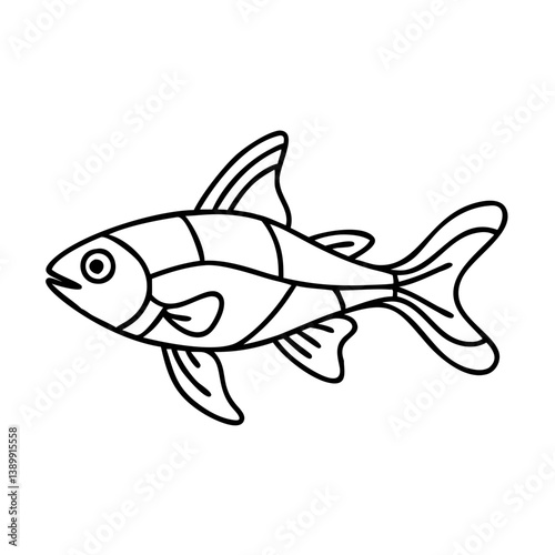 harlequin rasbora fish icon, harlequin rasbora fish line art - simple line art of harlequin rasbora fish, perfect for harlequin rasbora fish logos and icons