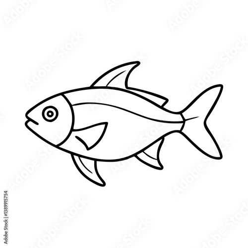 lemon tetra fish icon, lemon tetra fish line art - simple line art of lemon tetra fish, perfect for lemon tetra fish logos and icons