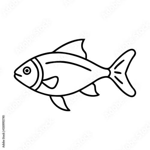 lemon tetra fish icon, lemon tetra fish line art - simple line art of lemon tetra fish, perfect for lemon tetra fish logos and icons
