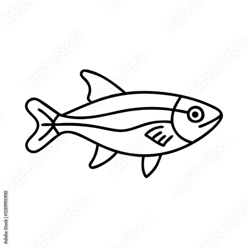 neon tetra fish icon, neon tetra fish line art - simple line art of neon tetra fish, perfect for neon tetra fish logos and icons
