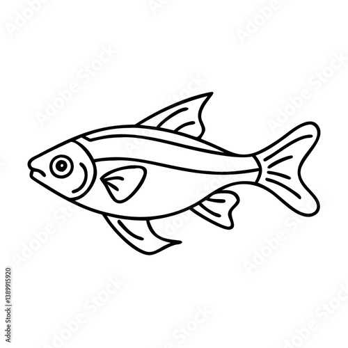 neon tetra fish icon, neon tetra fish line art - simple line art of neon tetra fish, perfect for neon tetra fish logos and icons