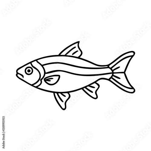 neon tetra fish icon, neon tetra fish line art - simple line art of neon tetra fish, perfect for neon tetra fish logos and icons