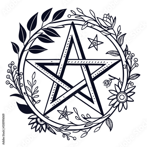 Pentacle Pentagram Botanical Vector