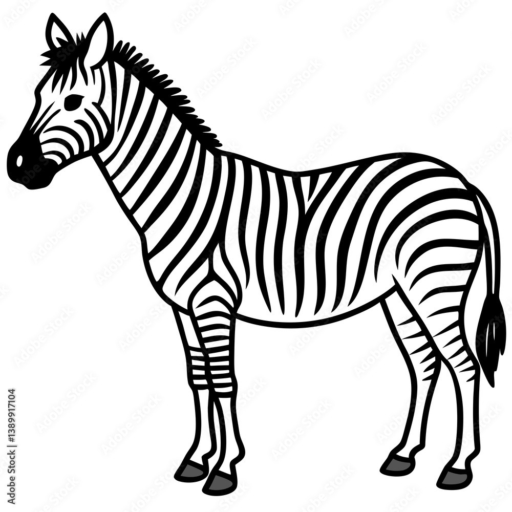 Obraz premium Minimalist Zebra Line Art Vector