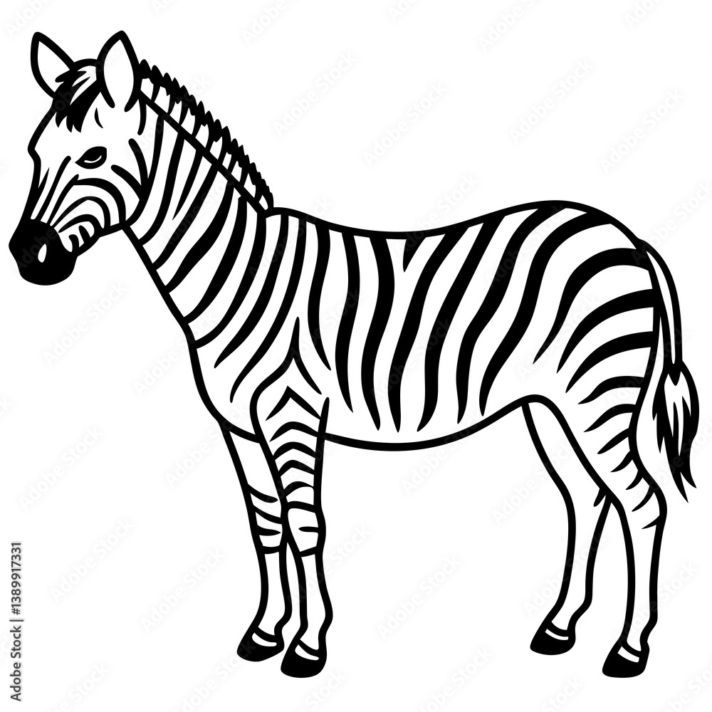 Fototapeta premium Minimalist Zebra Line Art Vector