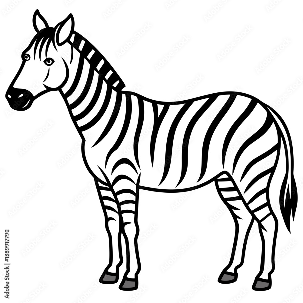 Fototapeta premium Minimalist Zebra Line Art Vector