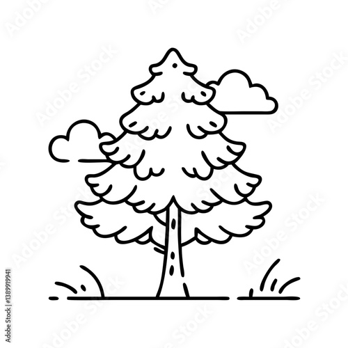 juniper tree icon, juniper tree line art - simple line art of juniper tree, perfect for juniper tree logos and icons