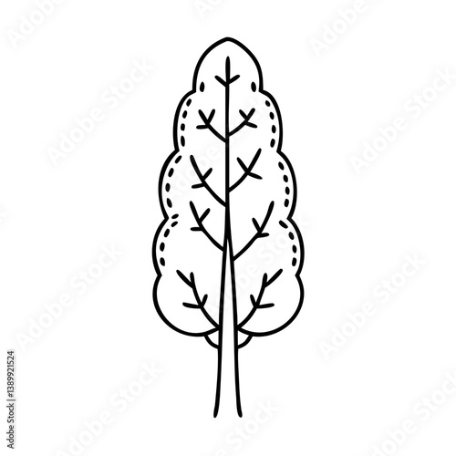 poplar tree icon, poplar tree line art - simple line art of poplar tree, perfect for poplar tree logos and icons