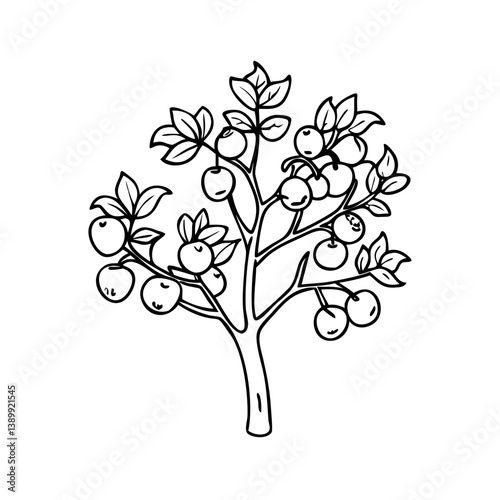 plum tree icon, plum tree line art - simple line art of plum tree, perfect for plum tree logos and icons