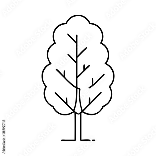 poplar tree icon, poplar tree line art - simple line art of poplar tree, perfect for poplar tree logos and icons