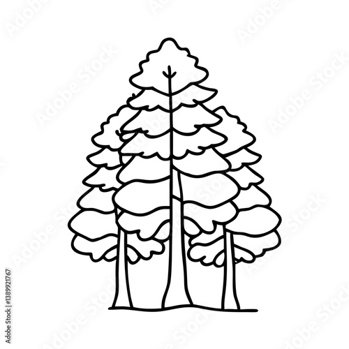 redwood tree icon, redwood tree line art - simple line art of redwood tree, perfect for redwood tree logos and icons