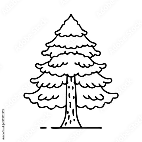sequoia tree icon, sequoia tree line art - simple line art of sequoia tree, perfect for sequoia tree logos and icons