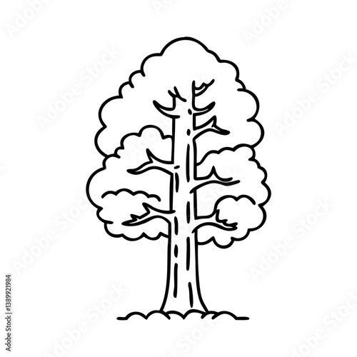 sequoia tree icon, sequoia tree line art - simple line art of sequoia tree, perfect for sequoia tree logos and icons