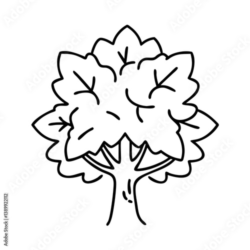 sycamore tree icon, sycamore tree line art - simple line art of sycamore tree, perfect for sycamore tree logos and icons