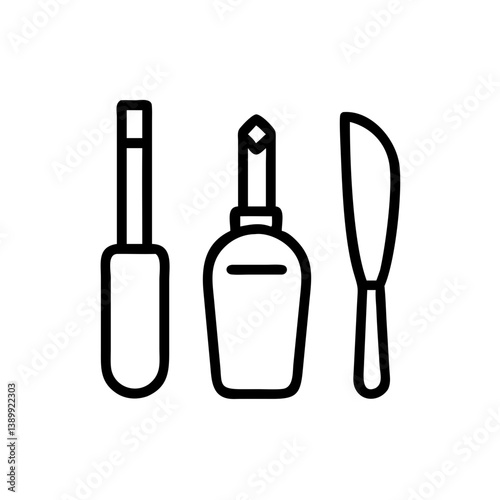 Manicure tools in minimalist style on white background  