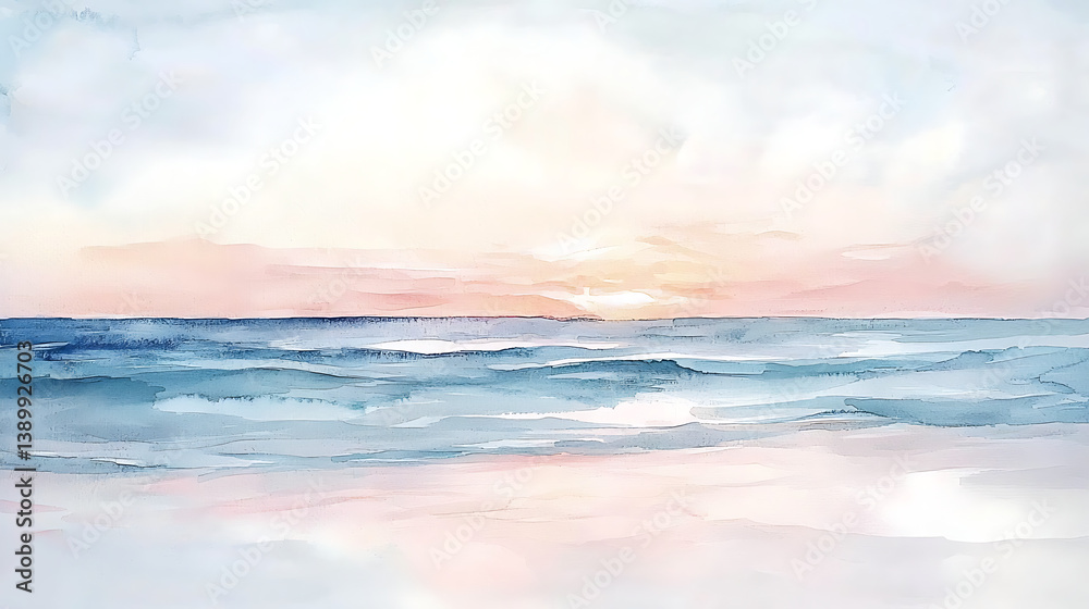 Obraz premium A painting of a beach with a sunset in the background