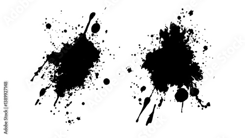 Wallpaper Mural Black ink splatter, black paint, ink brush strokes, brushes, lines, grungy. Dirty artistic design. Black paint splash isolated on transparent background.  Torontodigital.ca