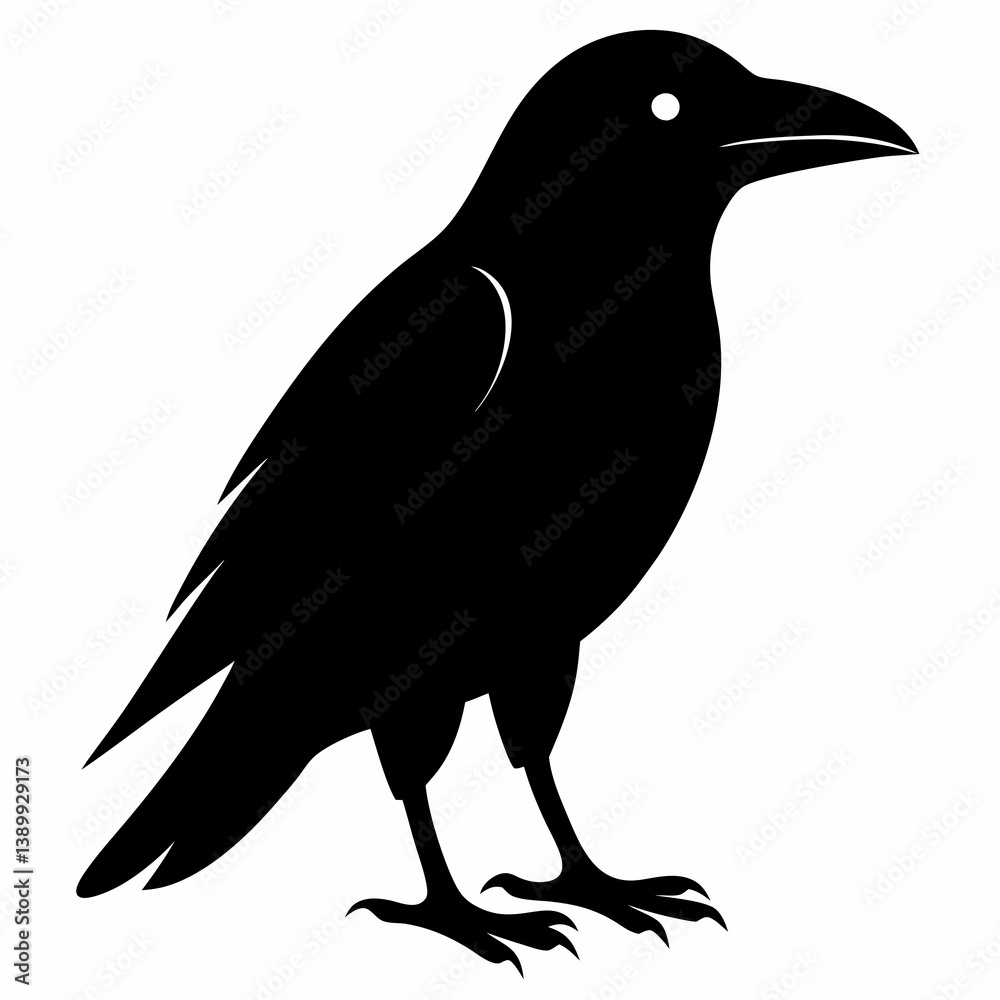 Fototapeta premium Sleek Black Crow Silhouette