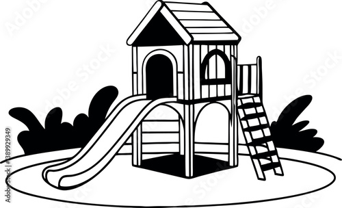 Creative 3D Playground Garden House Vector Art for Kids