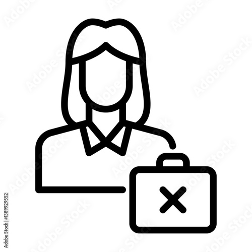 unemployment outline icon. jobless woman avatar black line illustration.