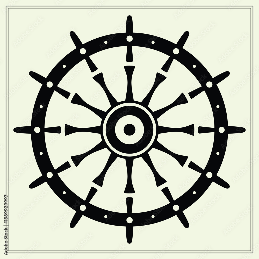 Obraz premium Ship Wheel Silhouette, Navigation