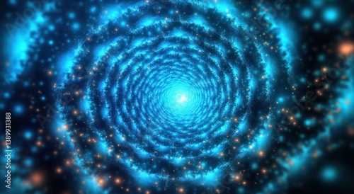 Psychedelic Radiance of Concentric Circles in Vibrant Blue and Turquoise photo