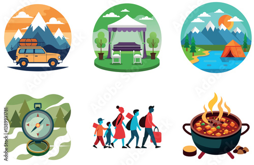 Camping Adventure. A Bundle of Practical and Rustic Collection Stickers