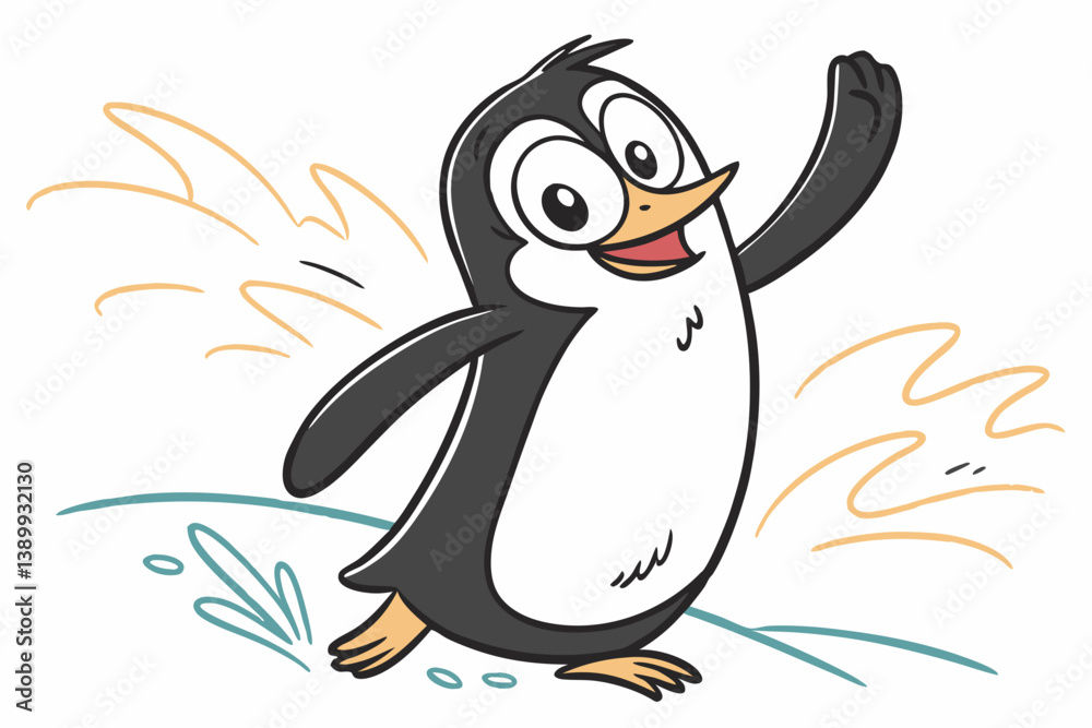 Naklejka premium penguin on the beach