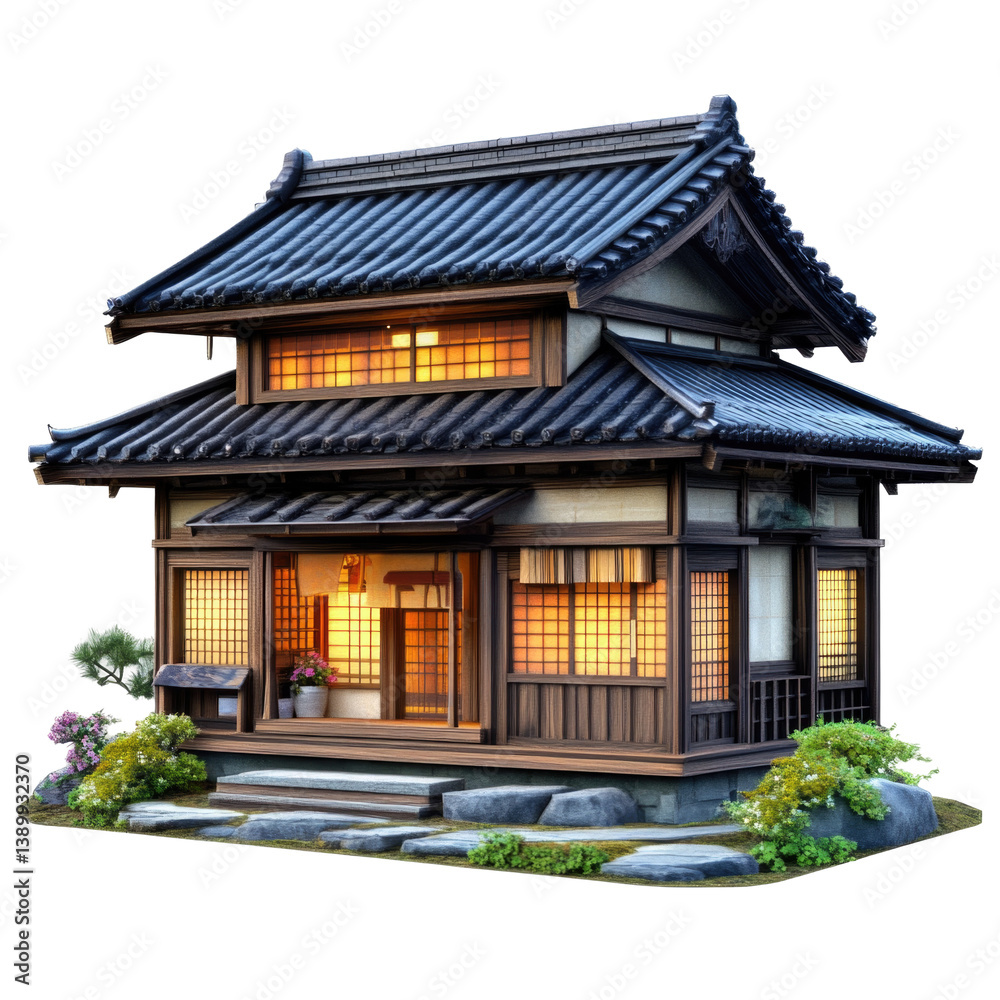 Japanese House Design on transparent background Japanese House Design on transparent background