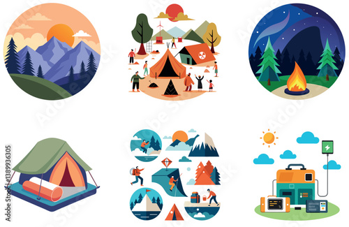 Camping Adventure. A Bundle of Summit and Safety Collection Stickers