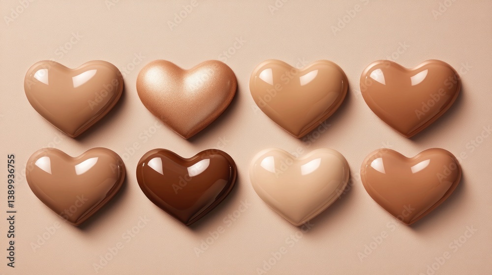 Obraz premium Heart-Shaped Foundation Shades: A Spectrum of Beauty